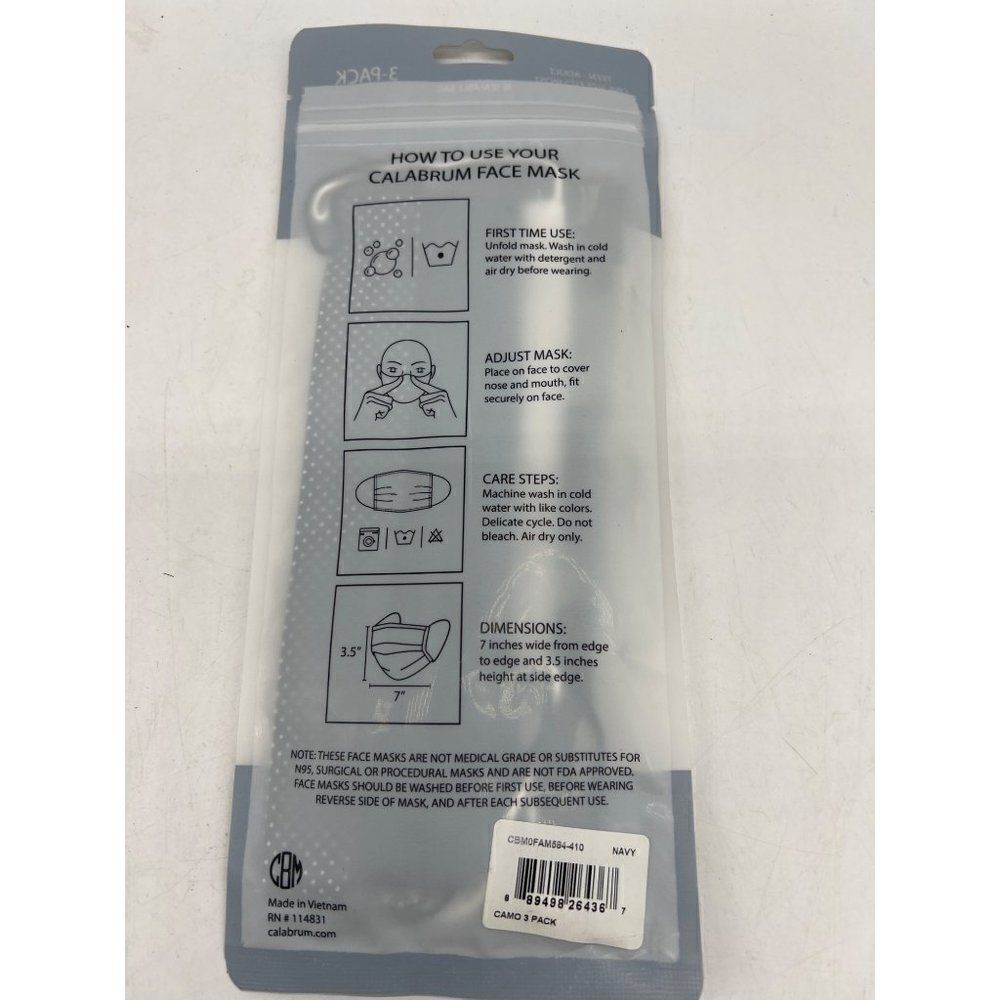 Calabrum Reversible Face Mask 3-Pack OSFM <3 - Picture 2 of 4